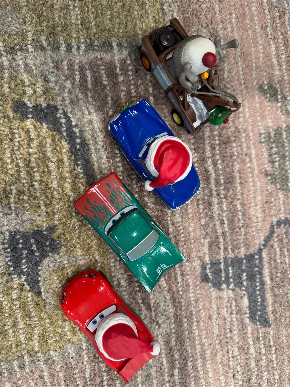 Disney Cars Holiday Vehicle Set - Brown, Blue, Green, Red